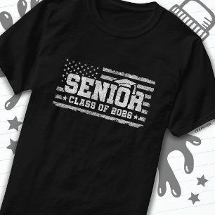 Camiseta Clase 2026 Graduación Bandera Americana Senior 202
