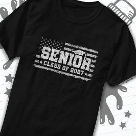 Camiseta Clase 2027 Graduación Bandera Americana Senior 202