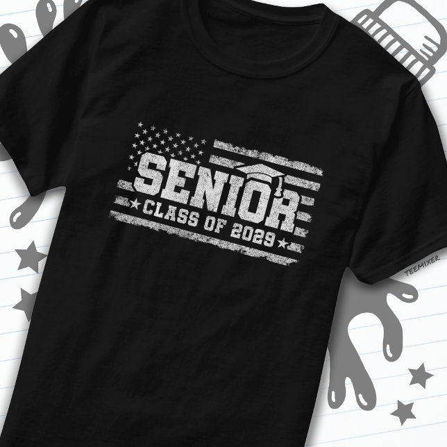 Camiseta Clase 2029 Graduación Bandera Americana Senior 202 (Subido por el creador)