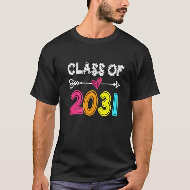Camiseta Clase 2031 Senior 2031 Crecer Con El Grado Escolar (Anverso)