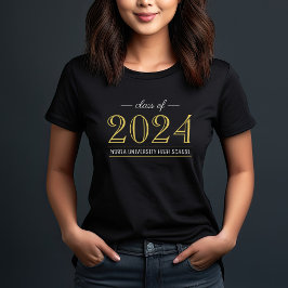 Camiseta Clase de 2022 Elegante Oro Graduación Personalizad