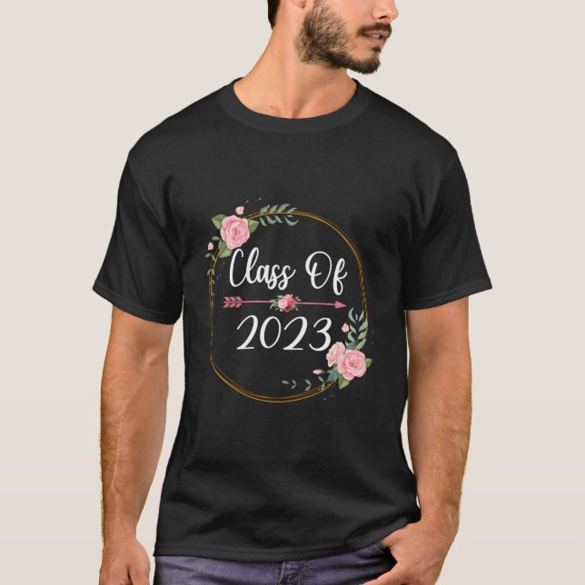 Camiseta Clase de 2023 Senior 2023 Flores de Flecha Para (Anverso)