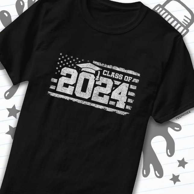 Camiseta Clase de 2024 Graduación Bandera Americana Senior  (Subido por el creador)