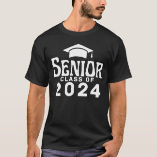 Camiseta Clase de 2024 impresión temática de graduación.