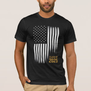 Camiseta Clase de 2025 Bandera Americana de Graduación de ú