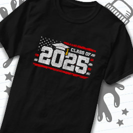 Camiseta Clase de 2025 Graduación Bandera Americana Senior