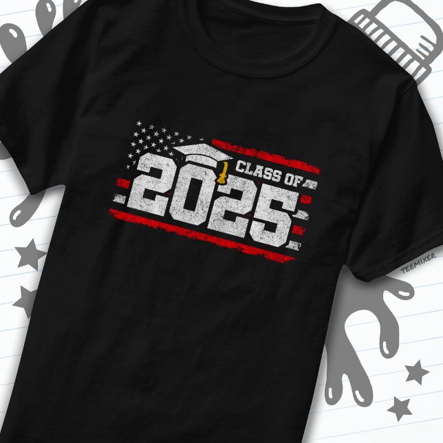 Camiseta Clase de 2025 Graduación Bandera Americana Senior  (Subido por el creador)