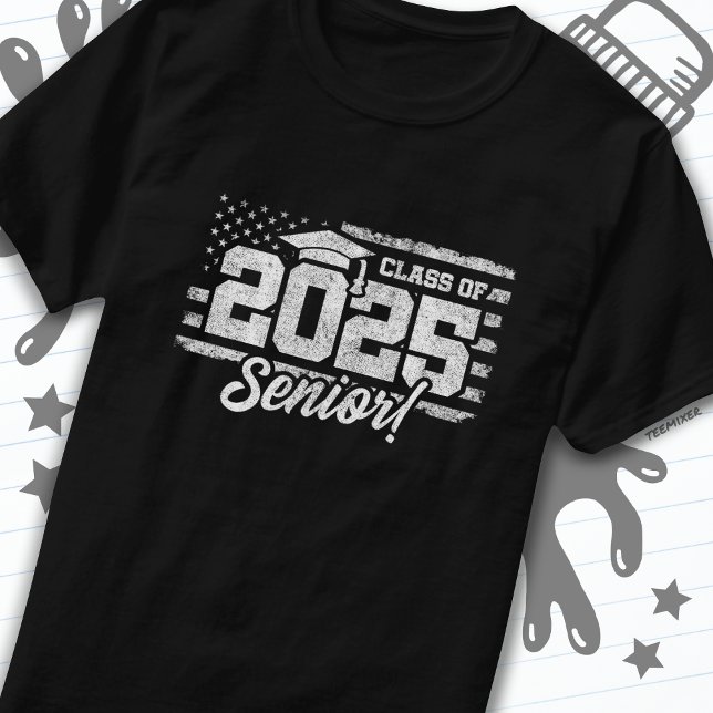 Camiseta Clase de 2025 Graduación Bandera Americana Senior  (Subido por el creador)