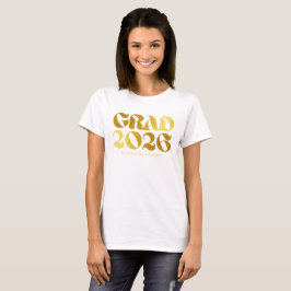 Camiseta Clase de 2026 2 Tipografía Negra y Dorada