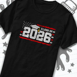 Camiseta Clase de 2026 Graduación Bandera Americana Senior 