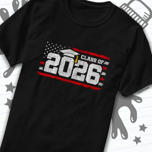 Camiseta Clase de 2026 Graduación Bandera Americana Senior  (Subido por el creador)