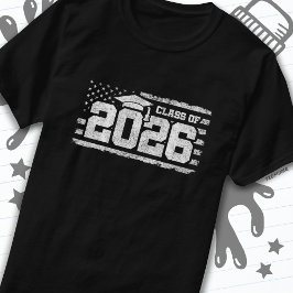 Camiseta Clase de 2026 Graduación Bandera Americana Senior 