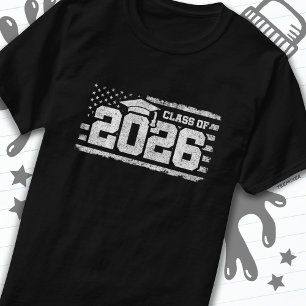 Camiseta Clase de 2026 Graduación Bandera Americana Senior