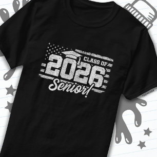 Camiseta Clase de 2026 Graduación Bandera Americana Senior
