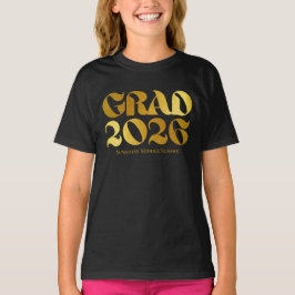 Camiseta Clase de 2026 Tipografía Negra y Dorada de Escuela