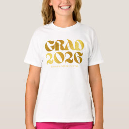 Camiseta Clase de 2026 Tipografía Negro y Dorado Medio