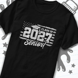 Camiseta Clase de 2027 Graduación Bandera Americana Senior