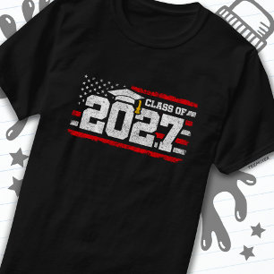 Camiseta Clase de 2027 Graduación Bandera Americana Senior