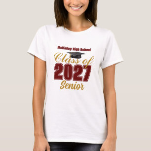 Camiseta Clase de 2027 Mujeres Mayores Personalizadas de Co