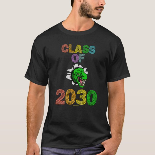 Camiseta Clase De 2030 Chalk Rex Dinosaur Elementary Kinder (Anverso)