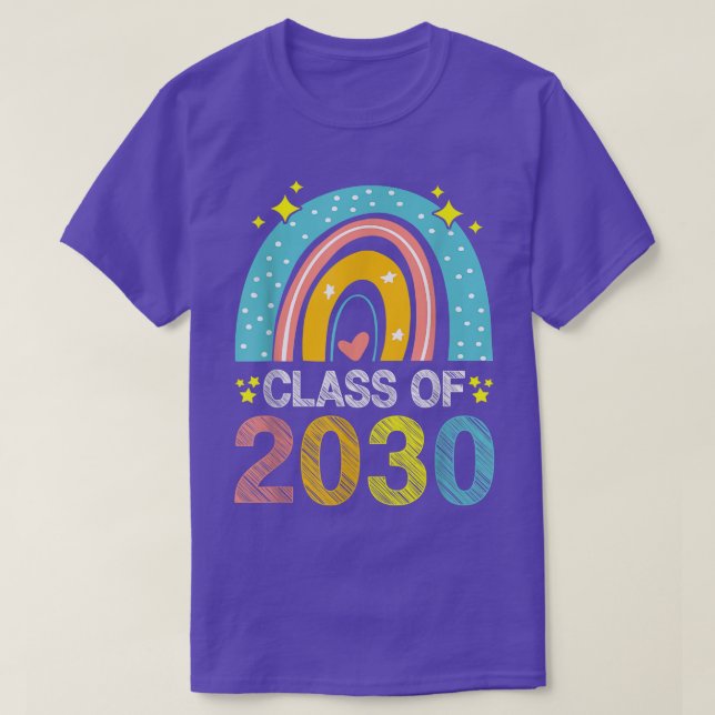Camiseta Clase De 2030 Graduado De Arcoiris PreK Kindergart (Diseño del anverso)