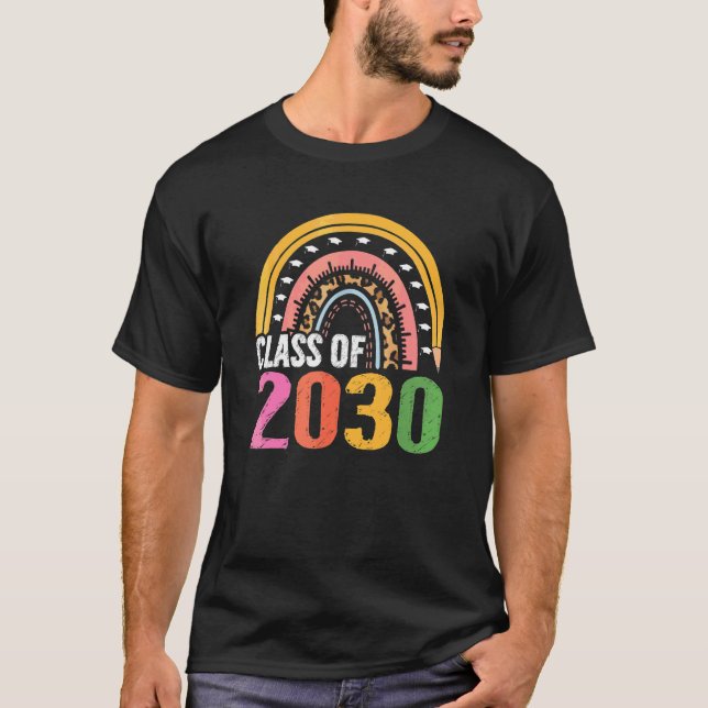 Camiseta Clase De 2030 Senior 2030 Boho Rainbow Grow Con M (Anverso)