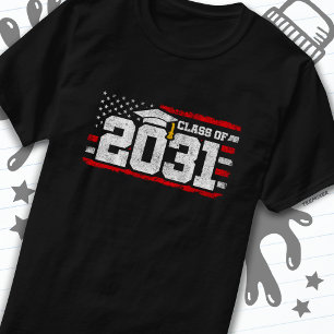 Camiseta Clase de 2031 Graduación Bandera Americana Senior