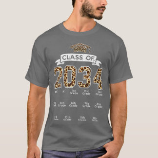 Camiseta Clase de 2034 Crecer conmigo Leopard de huellas di
