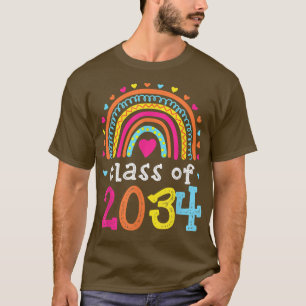 Camiseta Clase De 2034 Graduado Preescolar De Color Arcoiri