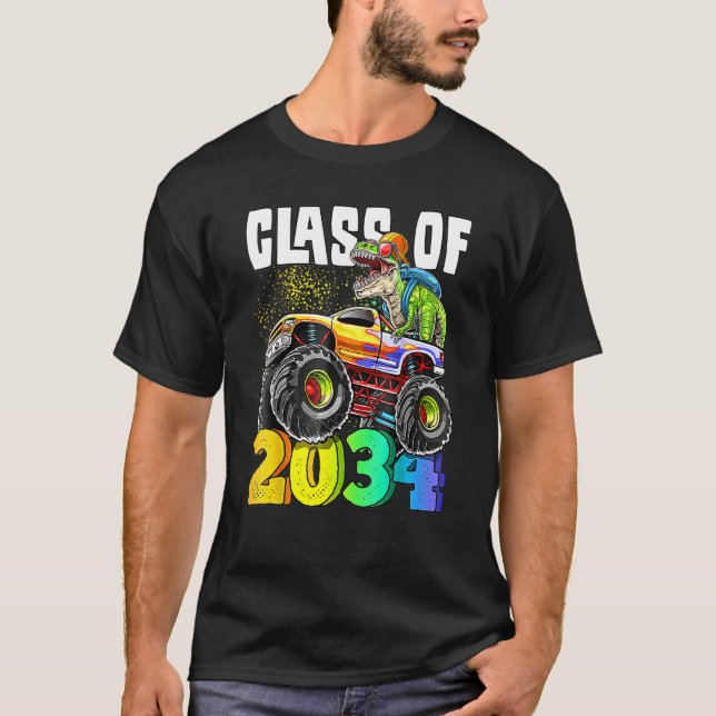 Camiseta Clase De 2034 Rex Dinosaur Monster Truck Kindergar (Anverso)