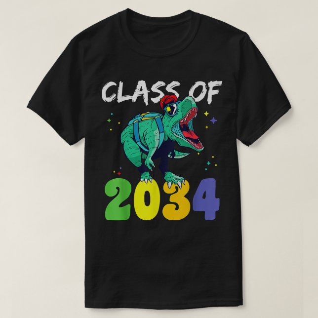 Camiseta Clase de 2034 T Re Dino Grow With Me Kindergarten  (Diseño del anverso)
