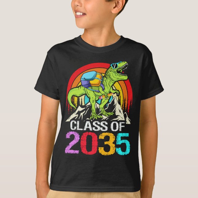 Camiseta Clase de 2035 Crecer con mí dinosaurio de vuelta a (Anverso)