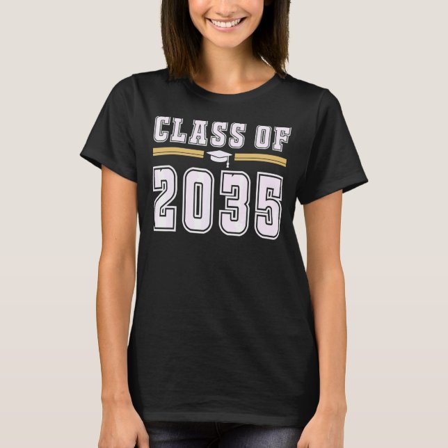 Camiseta Clase de 2035 Crecer con mi primer día de escuela  (Anverso)