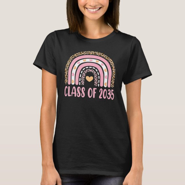 Camiseta Clase De 2035 Puro De Leopardo Arcoiris Crecer Con (Anverso)