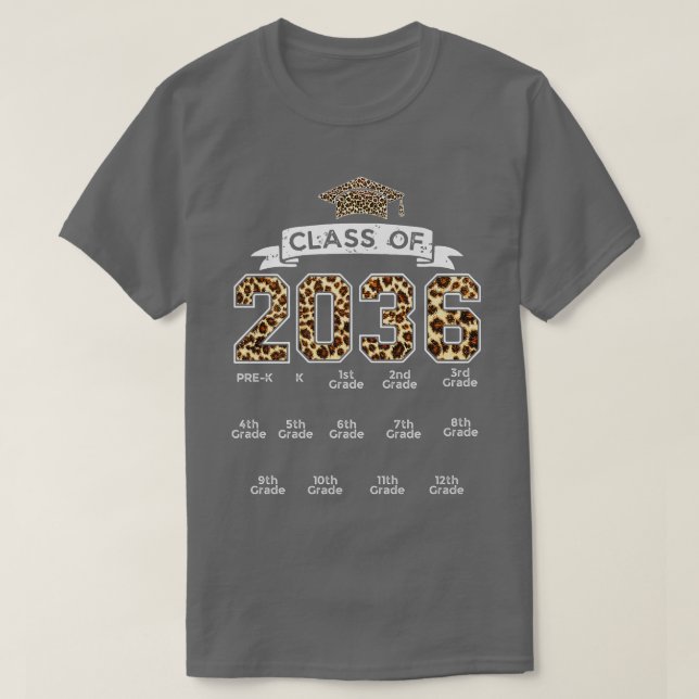 Camiseta Clase de 2036 Crecer conmigo Leopard PreK de huell (Diseño del anverso)