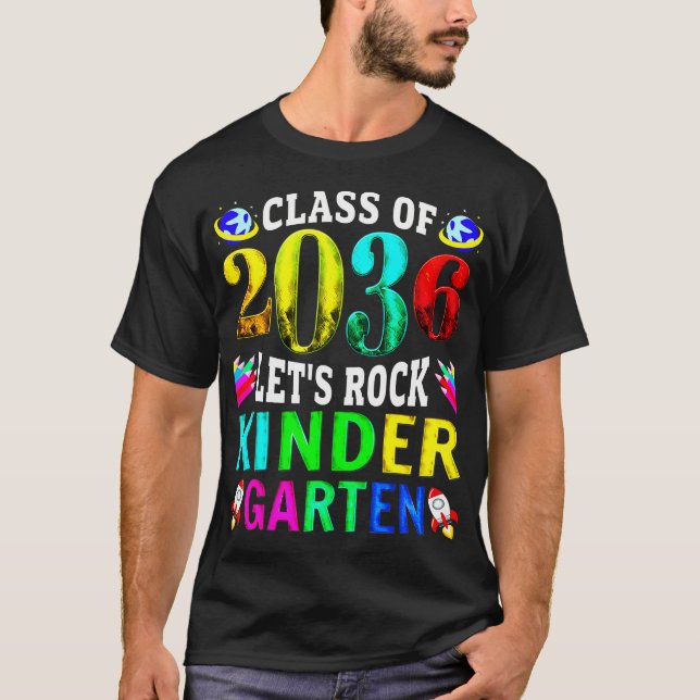 Camiseta Clase De 2036 Let'S Rock Kindergarten (Anverso)