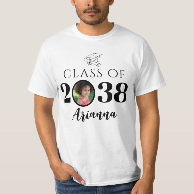Camiseta Clase de 2038 Nombre personalizado y mantenimiento (Anverso)