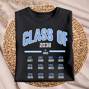 Camiseta Clase de 2038 Primer Día de Jardín de Infantes Log