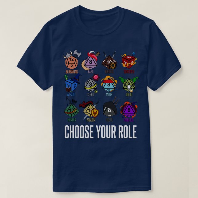 Camiseta Clase de caracteres DD - Hit Dice (Diseño del anverso)