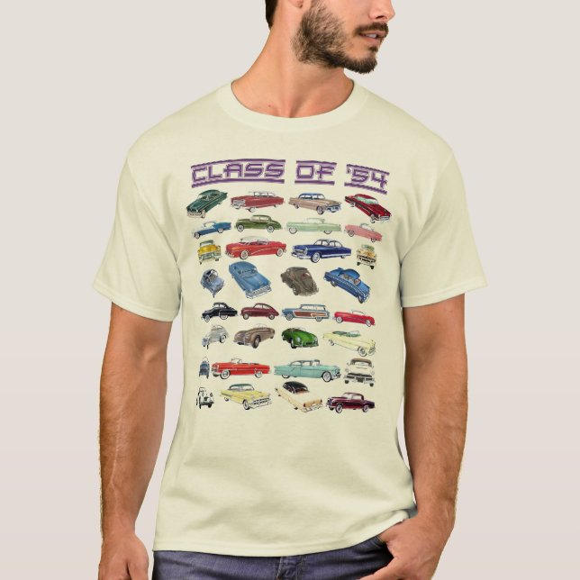Camiseta Clase de clásicos de automóviles de 1954 (Anverso)