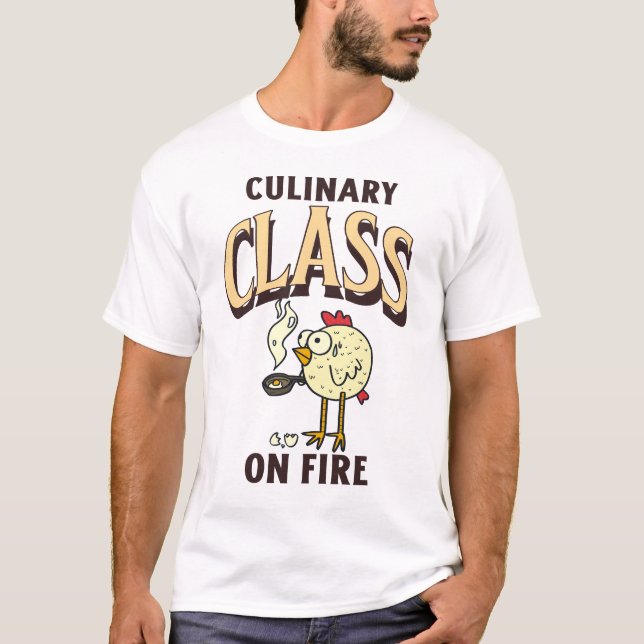 Camiseta Clase de cocina con profesor de chef de fuego (Anverso)