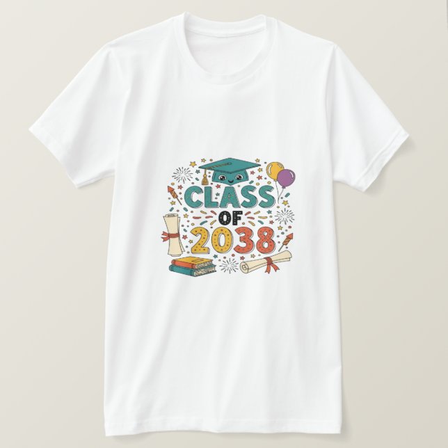 Camiseta Clase de Diseño de Graduación 2038 Celebrar la (Anverso del diseño)
