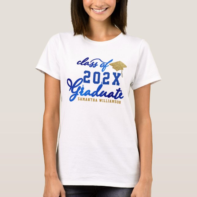Camiseta Clase de graduación de 2025 de Blue Gold White (Anverso)