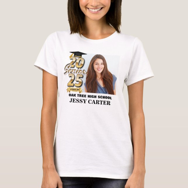 Camiseta Clase de graduación de 2025 Foto de graduado super (Anverso)