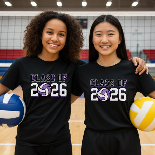 Camiseta Clase De Graduación Del Equipo De Voleibol De Púrp