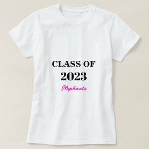 Camiseta Clase De Graduación Moderna De Monograma Rosa 2023