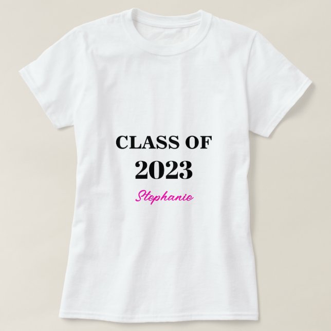 Camiseta Clase De Graduación Moderna De Monograma Rosa 2023 (Diseño del anverso)