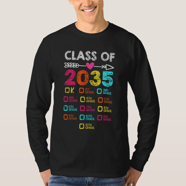 Camiseta Clase De Graduación Preescolar 2035 El Último Día (Anverso)