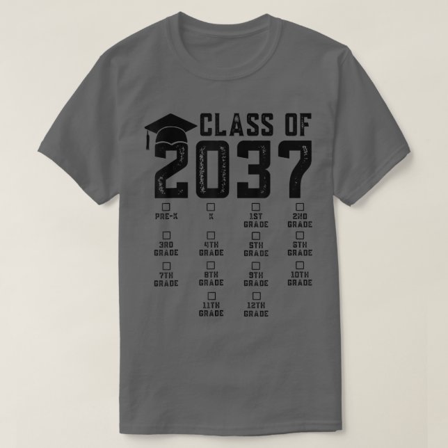 Camiseta Clase De Graduación Preescolar De 2037 Crecer En E (Diseño del anverso)