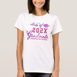 Camiseta Clase de Graduación Púrpura Rosa de 2025
